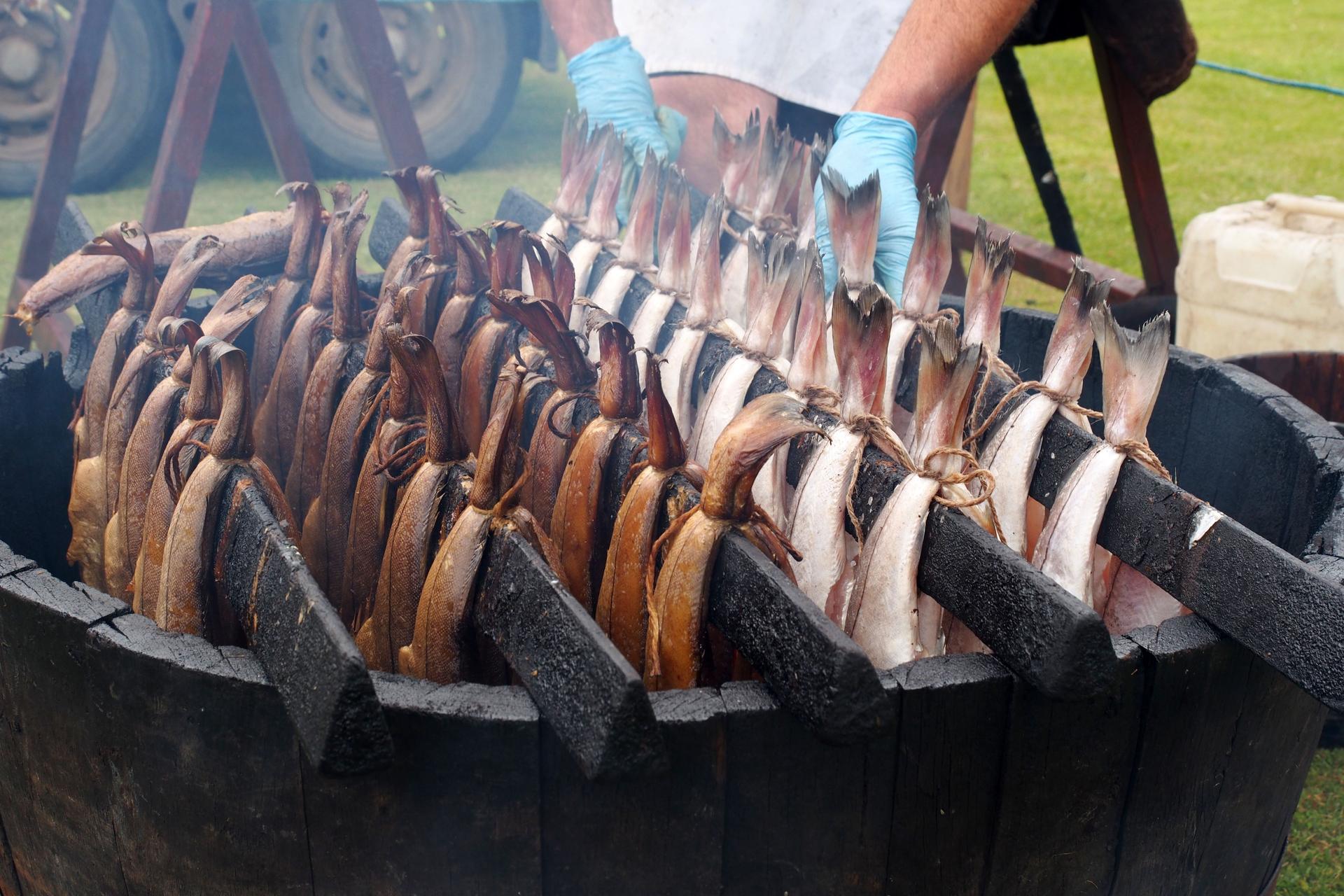 Arbroath Smokies (smoked fish) being prepared